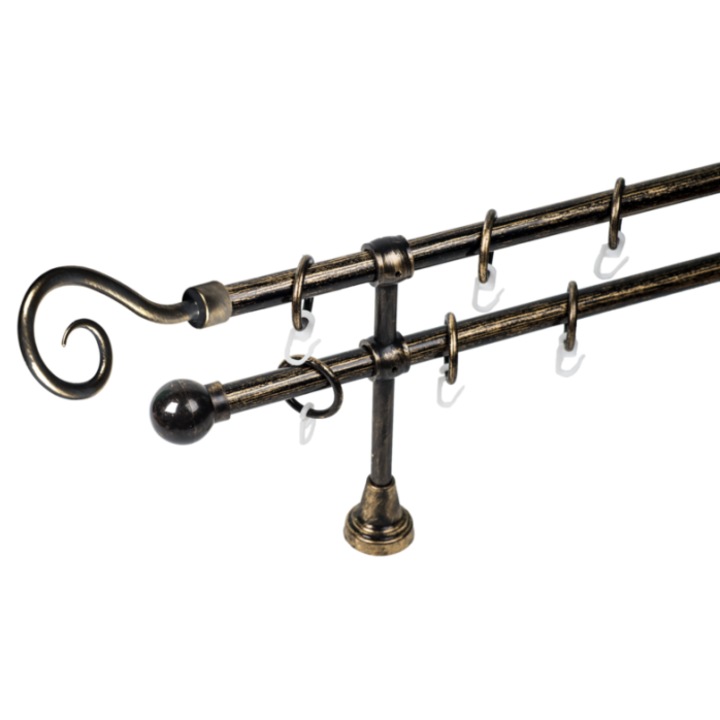 galerie plastic 16/16 mm INNOVATIE dubla, negru-auriu, 200 cm, capete SONY