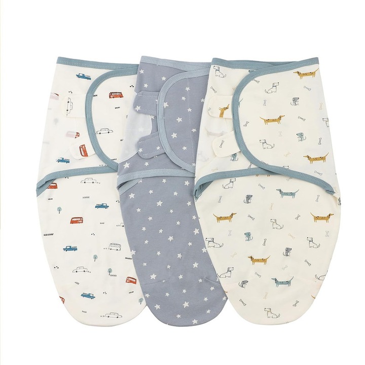 Állítható pólyarendszer, 3 darabos szett, YSBER®, Babahálózsák, Átmeneti hálózsák babáknak 0-3 hónap/3-5KG, Uniszex, Meleget és kényelmet biztosít a babának, pamut, Rózsaszín többszínű