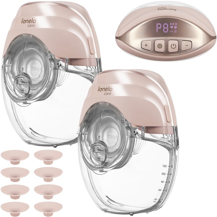 Lionelo Fidi Free Slim elektromos mellszívó, 2 db-os szett, 8 intenzitási szint, rózsaszín, 150 ml