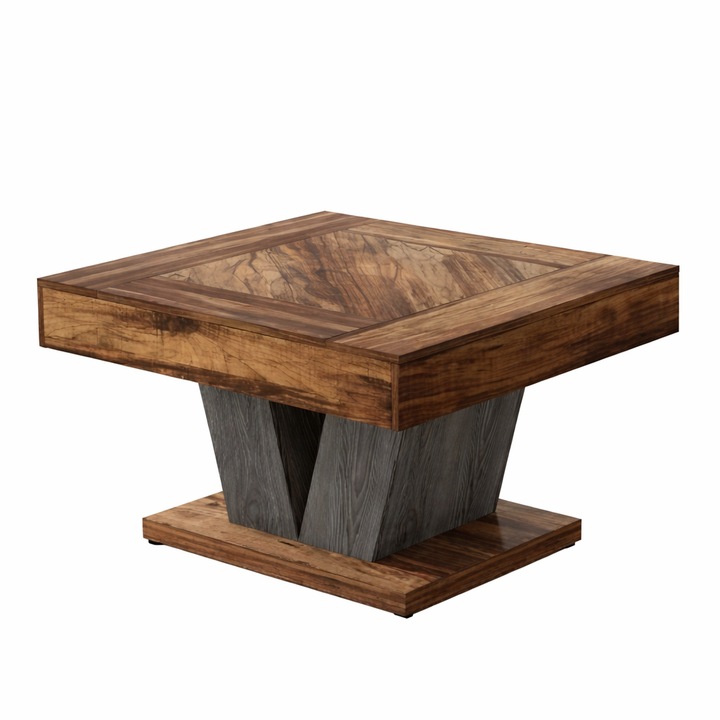 Маса за кафе, Blackswan Design Model Vivo, кафяво/сиво дърво, 80x80x51 см