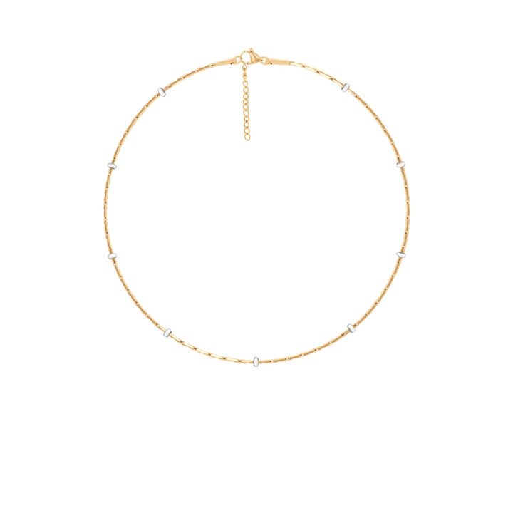 Bratara dama, Lilou, Sublime, placat cu aur, email alb, 16x4cm