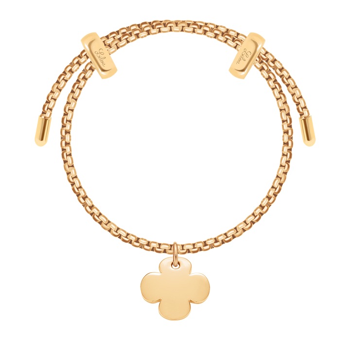 Bratara dama Lilou Liana, placata cu aur, pandantiv trifoi 1,5cm