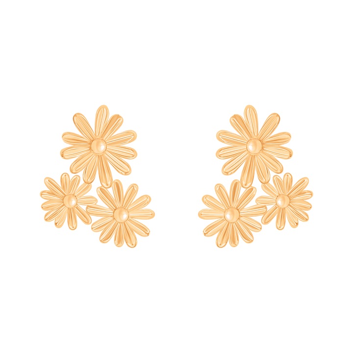 Cercei Margarete, Lilou, placati cu aur, 0,7x1,9cm