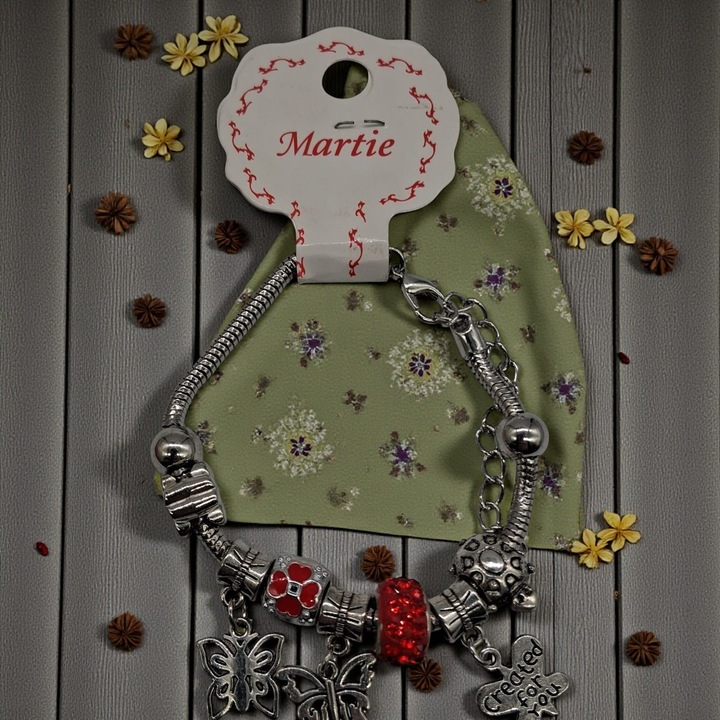 Set 3 Brățări Metalice cu Talismane Interschimbabile, Vision XXI, Gri, Stil Pandora