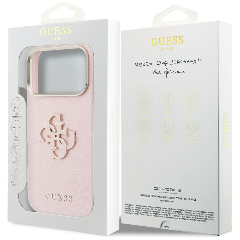 Husa Guess FW Resin Logo compatibila cu iPhone 17 Pro Max, Pink