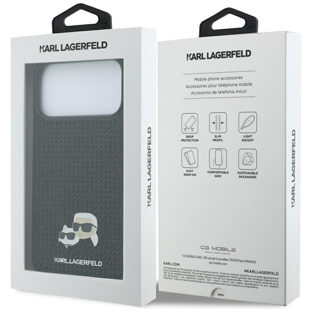 Husa Karl Lagerfeld Rhinestones Karl and Choupette Pin compatibila cu iPhone 17 Pro Max, Negru