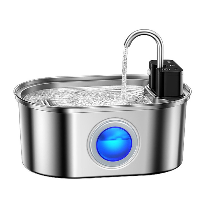 Fantana de apa Rojeco RYSJPDGY-17 pentru animale de companie, Capacitate 3.2L, Inox