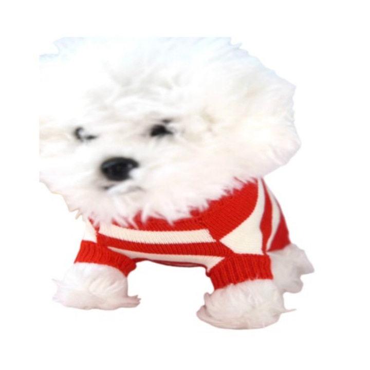 Haine pentru caini de companie，Tricou，Dungi rosii si albe，I00014-C4S2