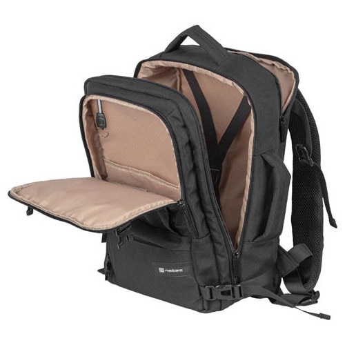 Rucsac laptop NATEC CAMEL LITE, 15.6 inch, capacitate 19L, 3 compartimente, cabin sized, colectia Travel, Negru