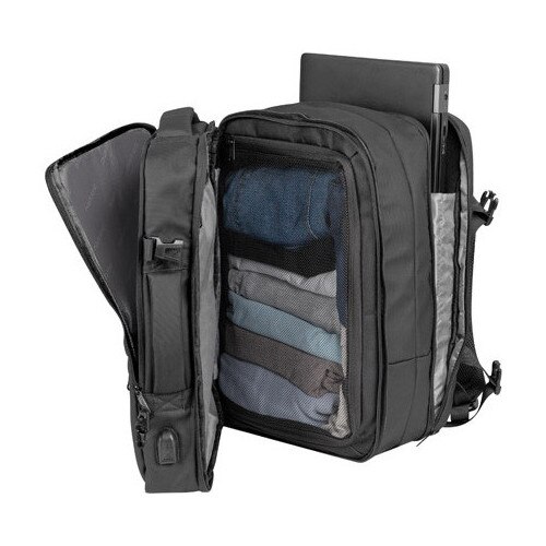Rucsac laptop NATEC CAMEL PRO, 17.3 inch, 28L, 3 compartimente + 1 extensibil, colectia Travel, Negru