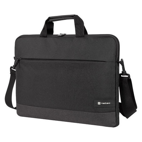 Geanta laptop NATEC GOA 15.6 inch, aspect slim si profesional, Negru, Gri inchis