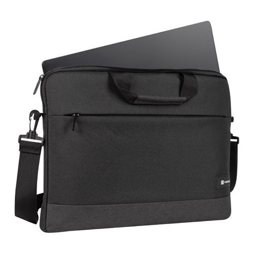 Geanta laptop NATEC GOA 15.6 inch, aspect slim si profesional, Negru, Gri inchis