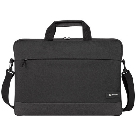Geanta laptop NATEC GOA 15.6 inch, aspect slim si profesional, Negru, Gri inchis