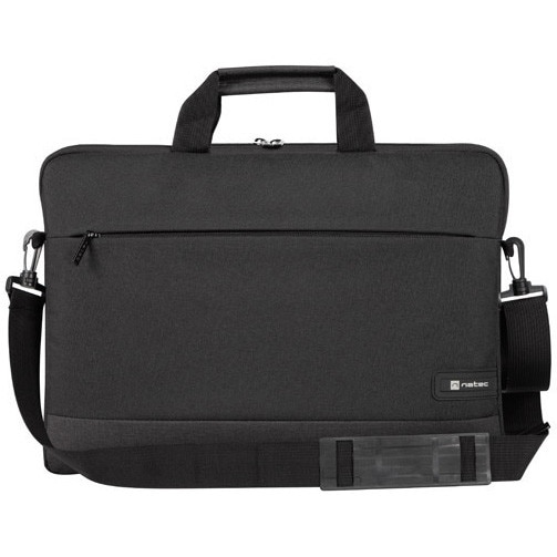 Geanta laptop NATEC GOA 15.6 inch, aspect slim si profesional, Negru, Gri inchis