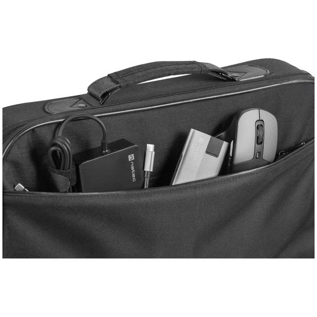 Geanta laptop NATEC IMPALA 2, 17.3 inch, 2 compartimente, sistem anti-shock, colectia Business, Negru