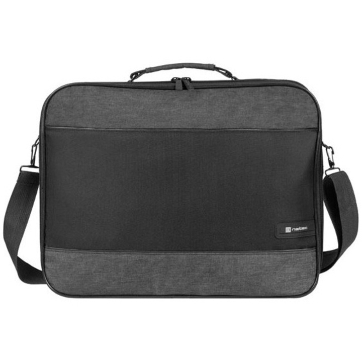Natec Impala 2 laptop táska, 15.6 inch, 2 rekeszes, ütésálló rendszer, Business kollekció, Fekete, Sötétszürke