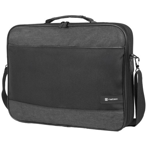 Geanta laptop NATEC IMPALA 2, 15.6 inch, 2 compartimente, sistem anti-shock, colectia Business, Negru, Gri inchis