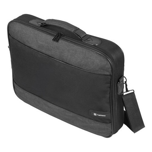 Geanta laptop NATEC IMPALA 2, 15.6 inch, 2 compartimente, sistem anti-shock, colectia Business, Negru, Gri inchis