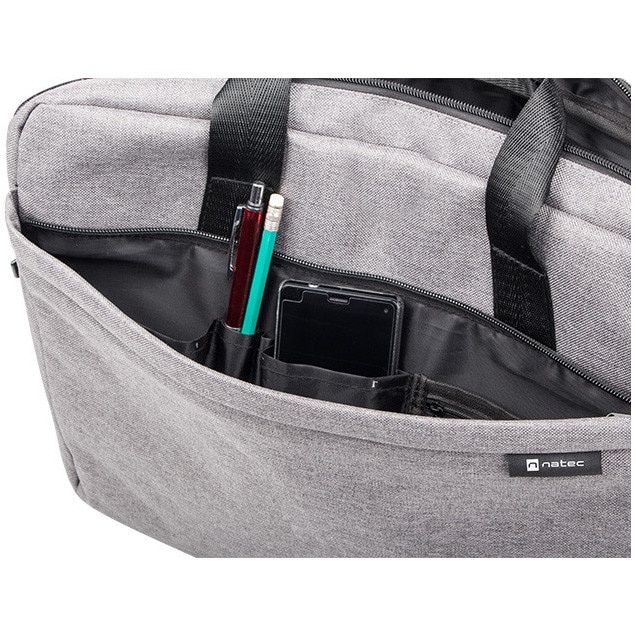 Geanta laptop NATEC MUSTELA 15.6 inch, 3 compartimente, Gri