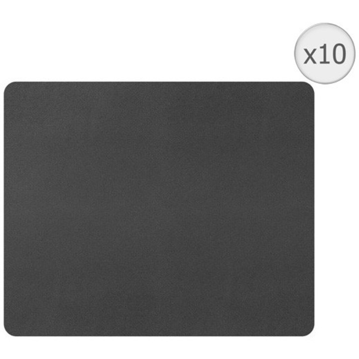 Mousepad NATEC PRINTABLE/10-PACK, baza cauciuc anti-alunecare, strat textil, precizie ridicata, profil subtire, 220x180 mm, Negru