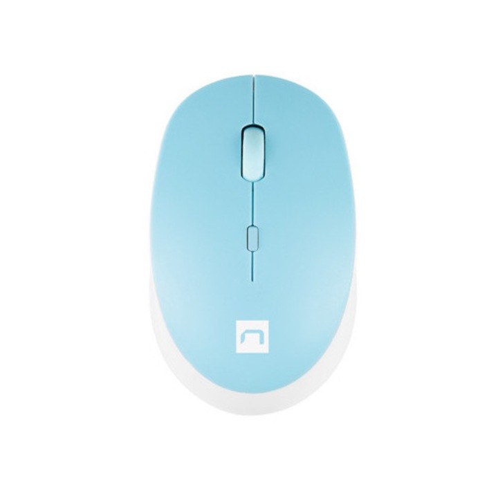 Mouse wireless NATEC HARRIER 2 SILENT, optic 1600 DPI, BT 5.1, 4 butoane, silentios, ergonomic, ON/OFF, Alb-Albastru