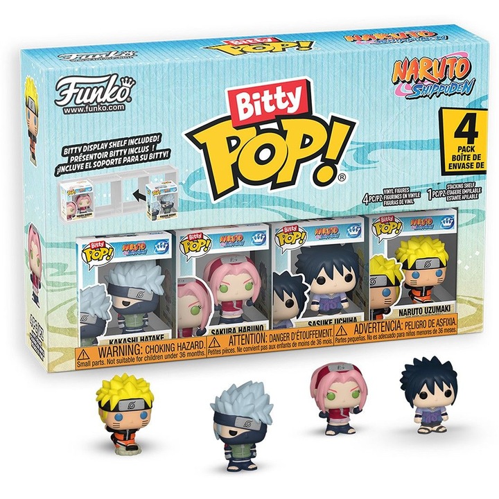 Set 4 Figurine Bitty POP, Naruto Shippuden, Team 7, 2.2 cm