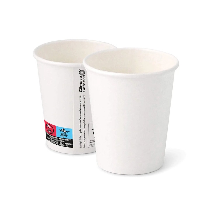 Set 50 pahare albe, carton cu PE, 240ml/8oz, Ø 80 mm