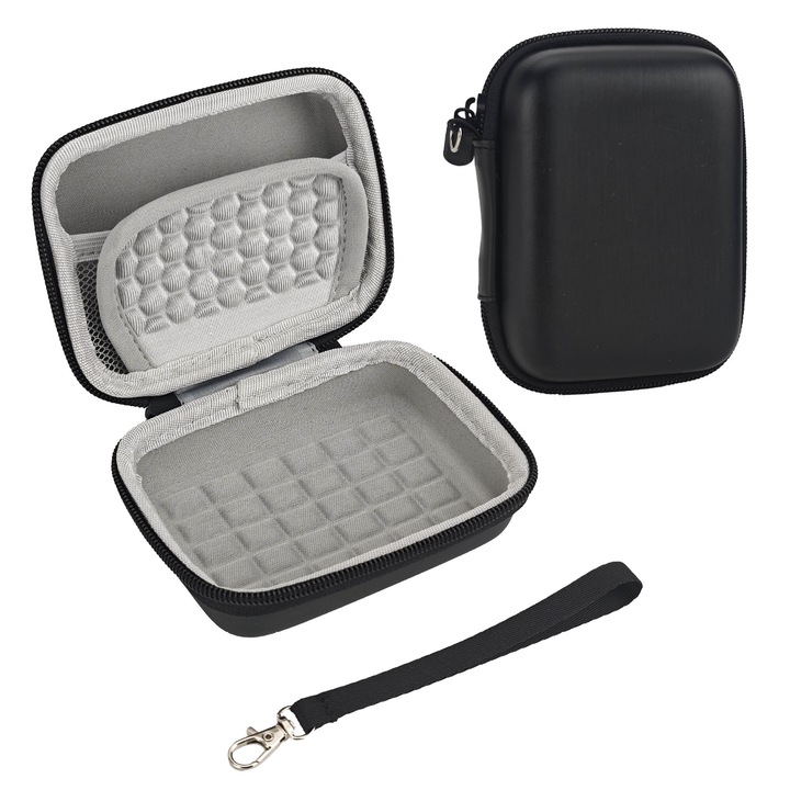 Husa protectie pentru aparat foto, OioTuyi, Material rigid PU si EVA, Impermeabila si anti-soc, Inchidere cu fermoar, 13 x 10 x 6 cm, Negru
