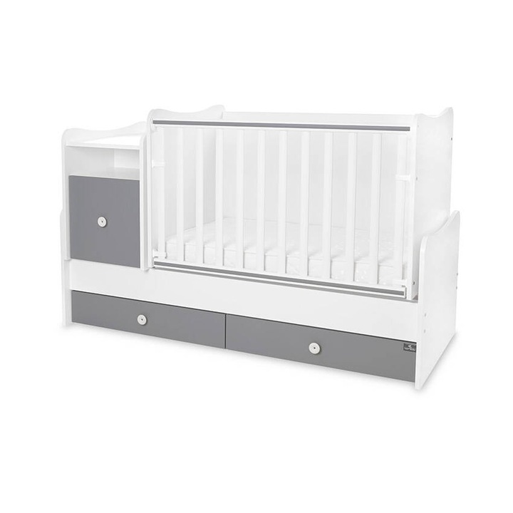 Pat Copii Lorelli Mobilier Multifunctional Trend Plus Transformabil Trio White Stone Gri