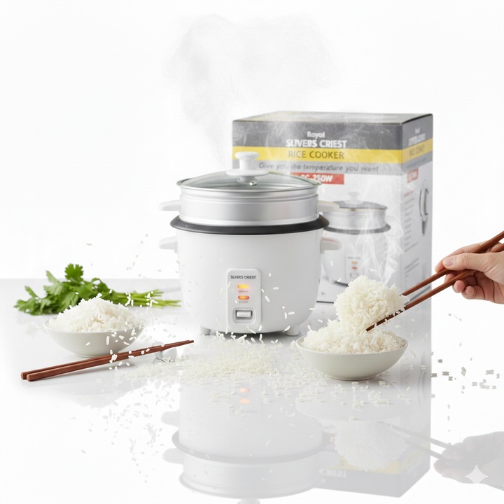 Aparat de gatit orez Royal Slivers Crist SC-750W, 4 L, functie Warm, vas din aluminiu