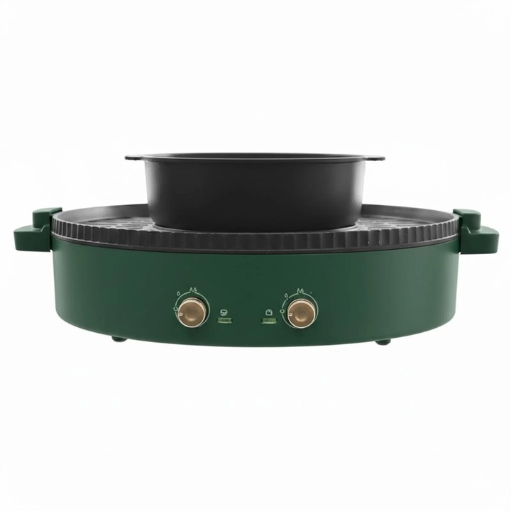 Elektromos főzőedény grill funkcióval, 2 az 1-ben, 2000 W, 2,7 L, zöld