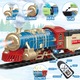 Електрически влаков комплект „ISP LikeSmart Classical Train“, реалистичен дим, дистанционно управление, контейнер за вода, звуци, светлини, 1 локомотив, 3 вагона, 3 възможности за сглобяване, червено/синьо