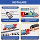 Електрически влаков комплект „ISP LikeSmart Classical Train“, реалистичен дим, дистанционно управление, контейнер за вода, звуци, светлини, 1 локомотив, 3 вагона, 3 възможности за сглобяване, червено/синьо
