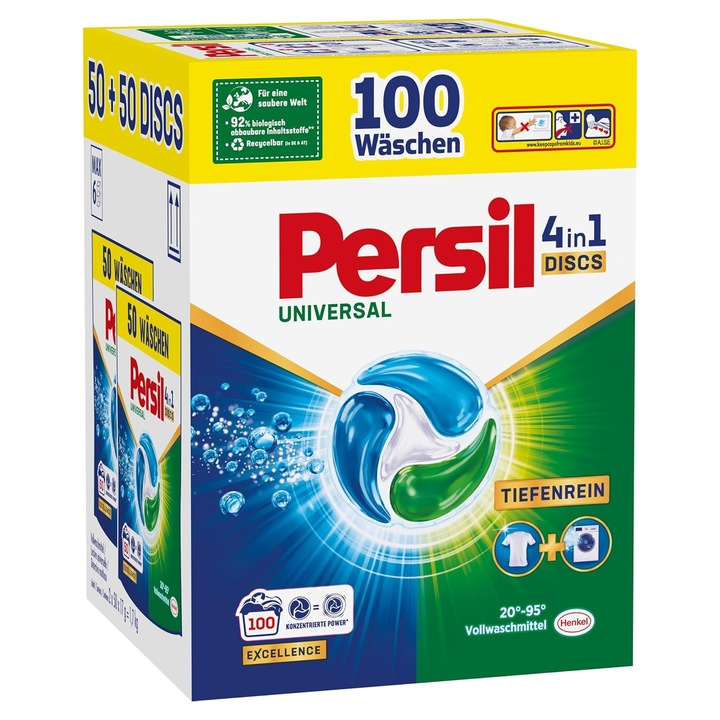 Detergent de rufe capsule, Persil, Universal 4 in 1, 100 capsule