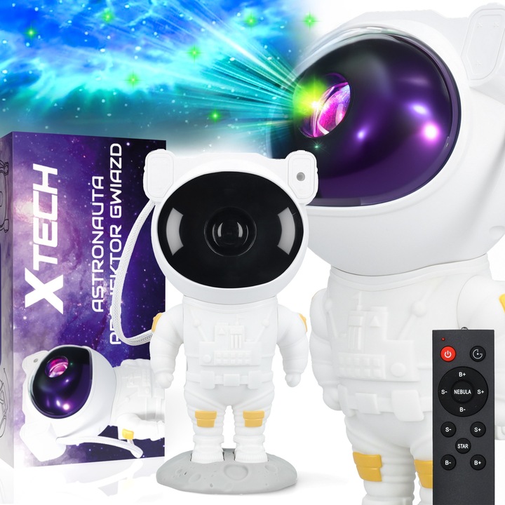 Projektor Gwiazd Astronauta, lampa de veghe, alb, 120x113x230mm, set complet