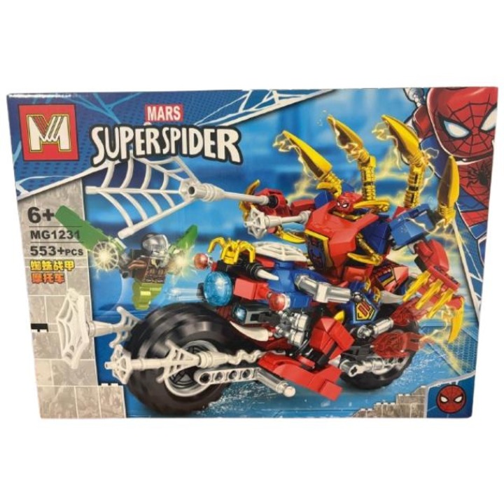 Set constructie Super Spider MG1231, indragitul personaj Spiderman, 553 piese, 6+
