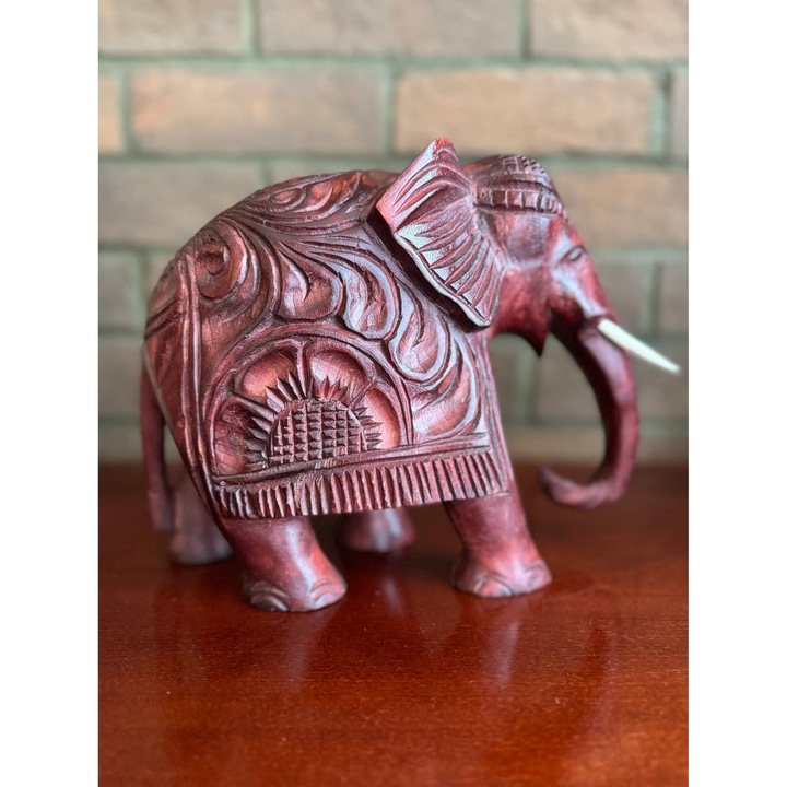 Декоративна фигура Слон от палисандрово дърво, 20x23см, ръчна изработка, произход Шри Ланка