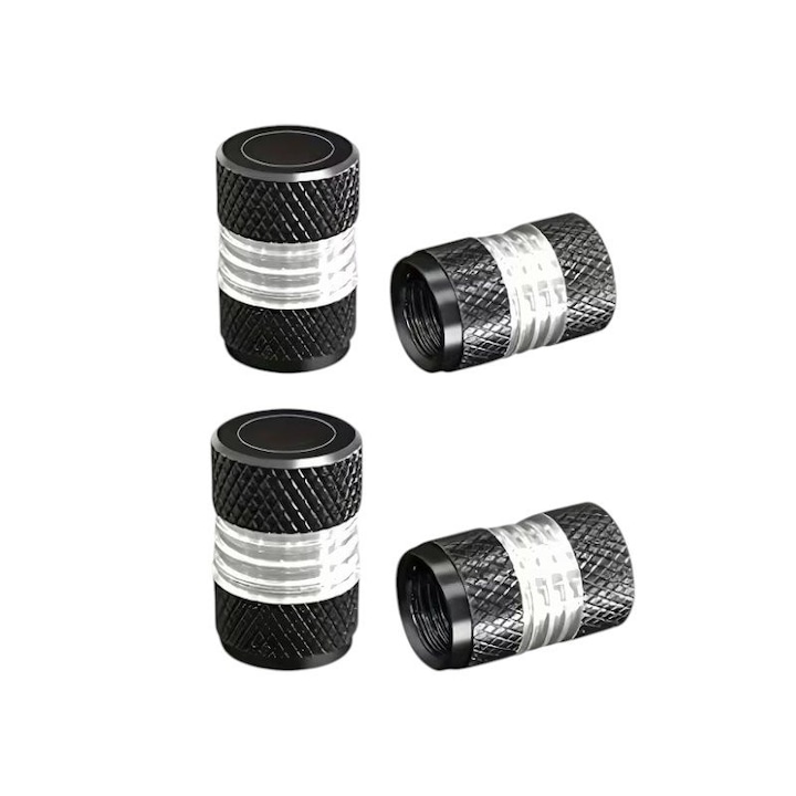 Capac ventil anvelope auto Raistar set 4 bucati, negru, din aluminiu
