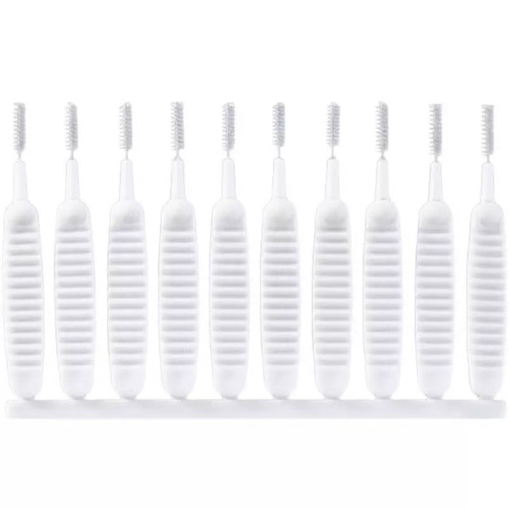 Set 10 perii de curatare pentru telefon, alb, 6cm