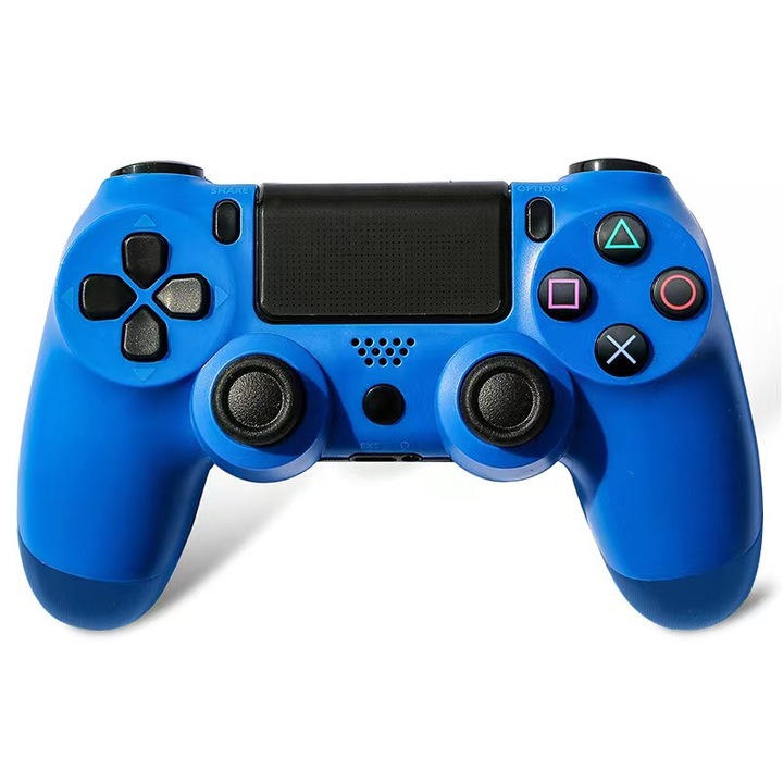 Controler wireless pentru PlayStation 4, SuooTci, albastru, 15 butoane, acumulator Li-Polymer 600 mAh, set