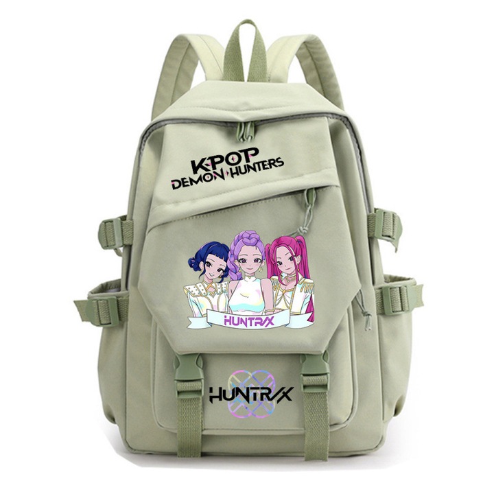 Ghiozdan pentru elevi, Zimilo, Witch Hunter, design ergonomic, 29 × 13 × 42 cm, capacitate spatioasa, impermeabil, structura respirabila, compartimentare multipla, adorabil, verde