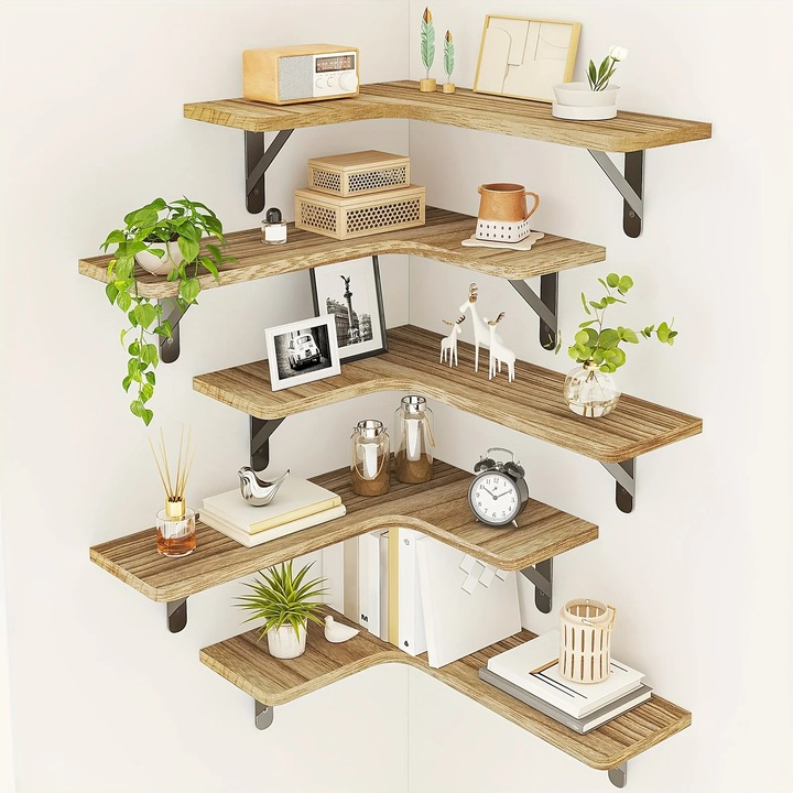 Lebegő fali polc, Fa polc, Függeszthető, Neoklasszikus/posztmodern stílus, Fürdőszobába, konyhába, hálószobába, Sötét khaki