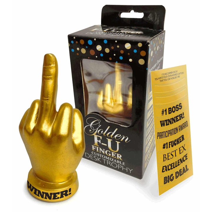 Trofeu de Aur F-U cu Degetul Mijlociu, LITTLE GENIE PRODUCTIONS, 15cm