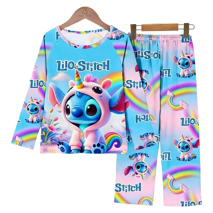 Pijama copii, cu tematica desene, bumbac/poliester, multicolor