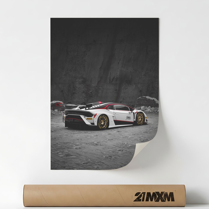 Poster Auto Premium - Huracan GT3 EVO-2 01 – Design Minimalist, A3 (29.7 x 42 cm), Fara Rama