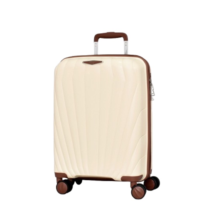 PERFECT++LINE PP 8011 bőrönd, bővíthető, 55/37/23 cm, krémszínű