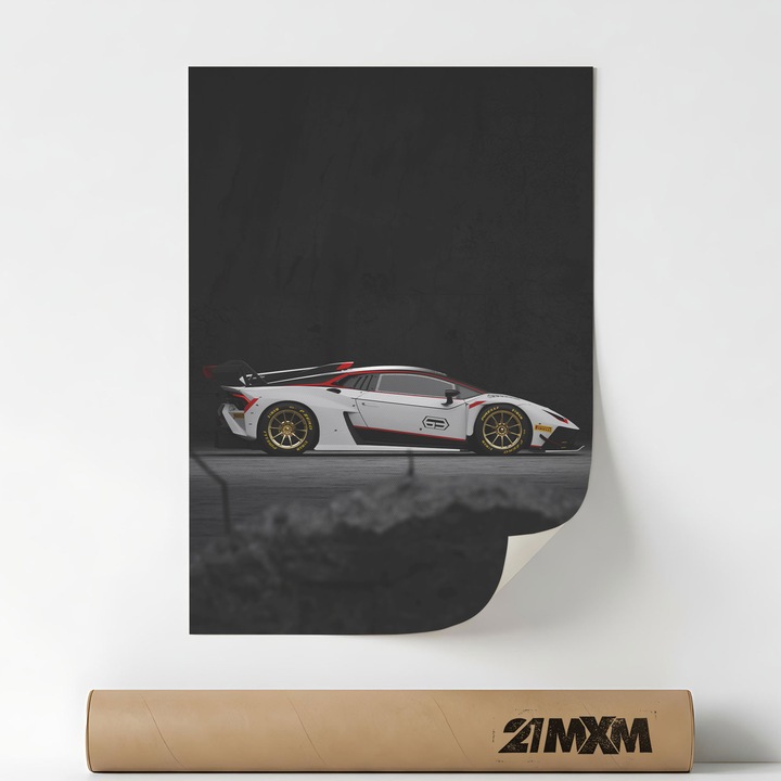 Poster Auto Premium - Huracan GT3 EVO-2 08 – Design Minimalist, 30 x 40 cm, Fara Rama