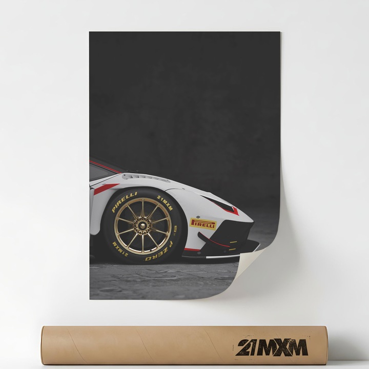 Poster Auto Premium - Huracan GT3 EVO-2 09 – Design Minimalist, A3 (29.7 x 42 cm), Fara Rama
