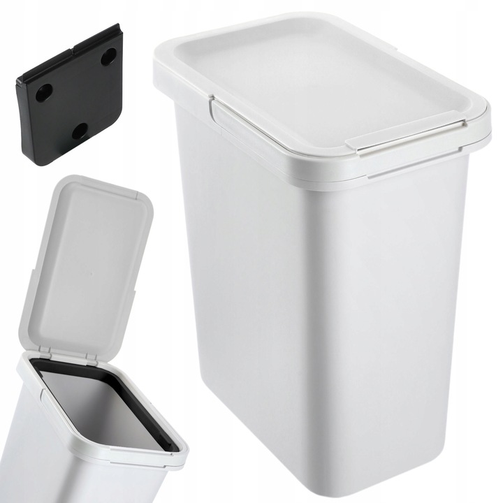 Cos de gunoi Franey, 12 litri, gri, cu suport de perete