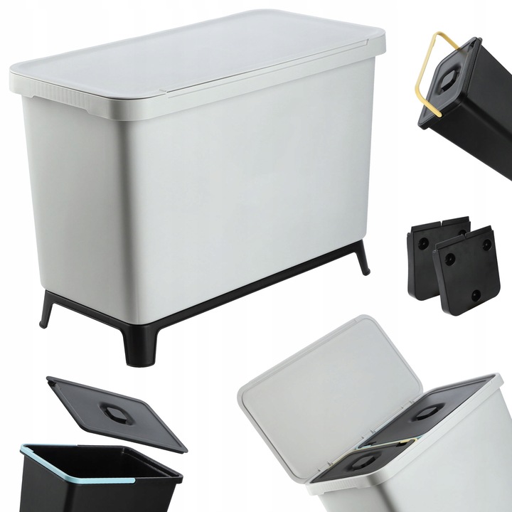 Set cosuri de gunoi Franey, Kadax, 10L+23L, gri, suspendat